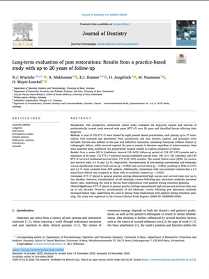 Long-term evaluation of post restorations: Results from a practice-based study with up to 20 years of follow-up