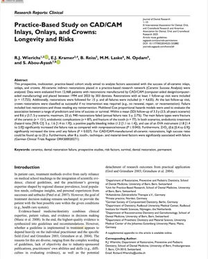 Practice-Based Study on CAD/CAM Inlays, Onlays, and Crowns: Longevity and Risks