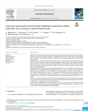 Long-term success and survival of post-endodontic restorations without posts after up to 18 years: A practice-based stud