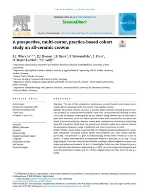 A prospective, multi-center, practice-based cohortstudy on all-ceramic crowns