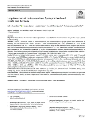 Long-term costs of post-restorations: 7-year practice-based results from Germany