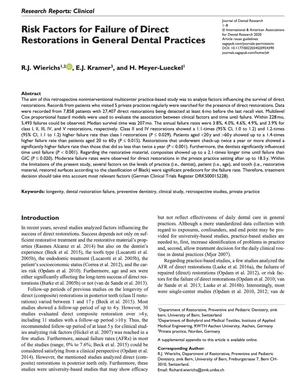 Risk Factors for Failure of Direct Restorations in General Dental Practices.