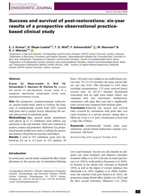 Success and survival of post-restorations: six-year results of a prospective observational practice-based clinical study